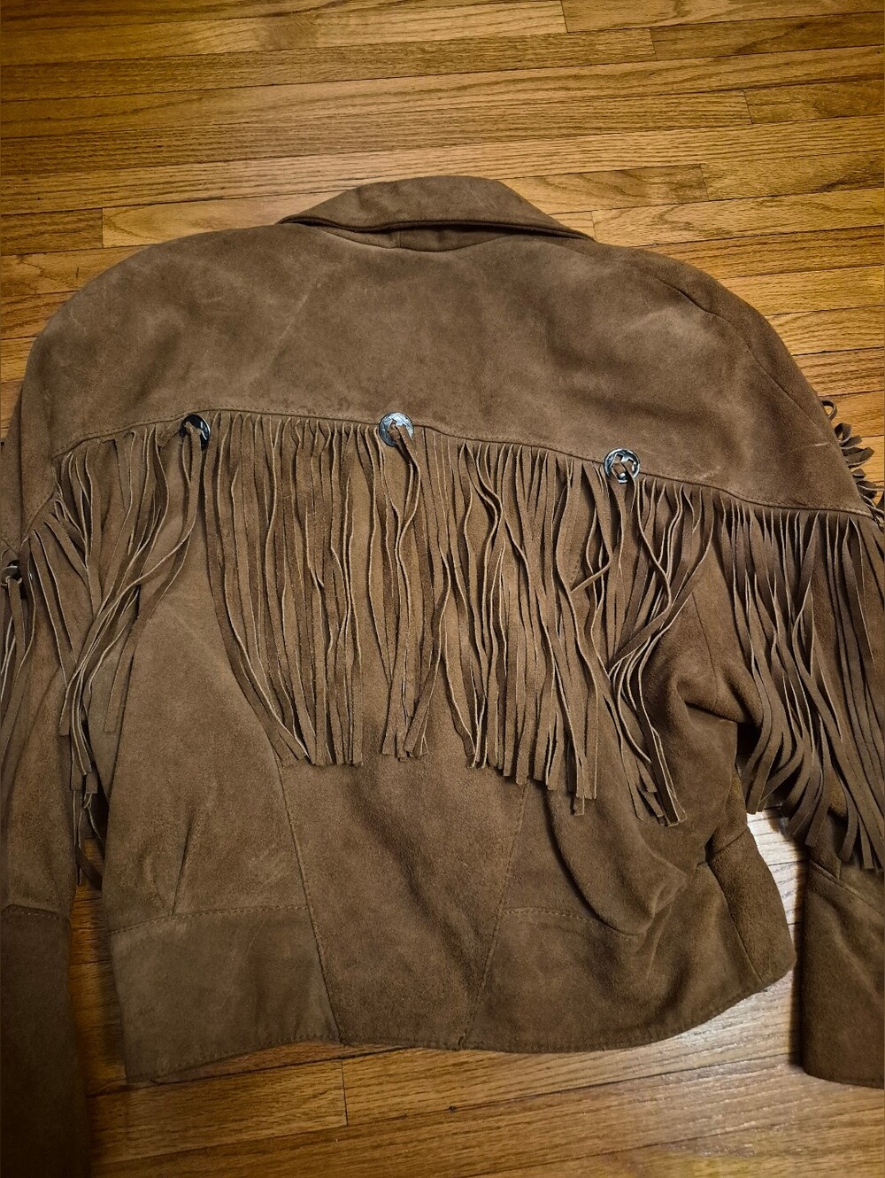 Vintage 80's Yearbook Suede Fringe Jacket Medium - Picture 4 of 10